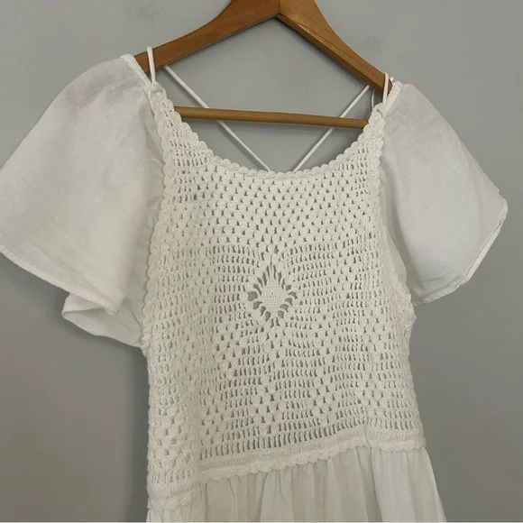 Zara White Crocheted Open Back Maxi Dress - Picture 5 of 8